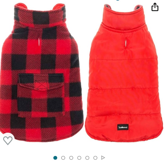 SCENEREAL Dog Winter Clothes Reversible Jacket Coat Plaid Vest -Large - Picture 2 of 14
